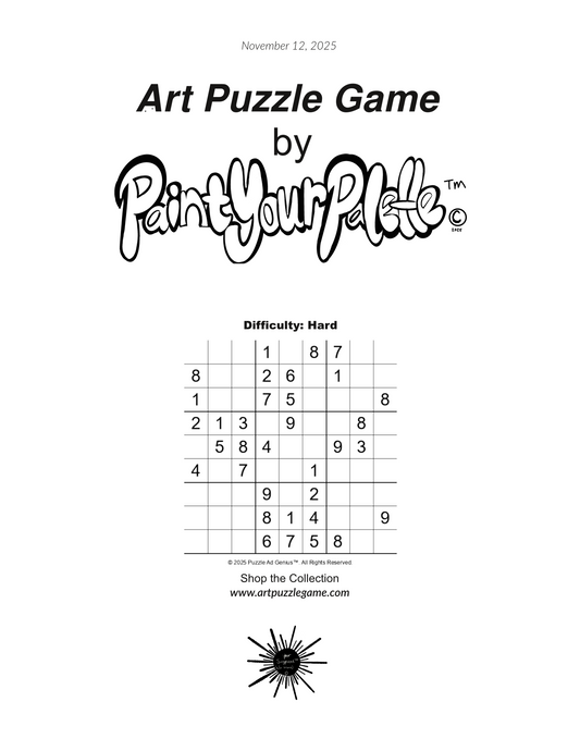 9x9 Sudoku Grid, where .=blank square . . . 1 . 8 7 . . 8 . . 2 6 . 1 . . 1 . . 7 5 . . . 8 2 1 3 . 9 . . 8 . . 5 8 4 . . 9 3 . 4 . 7 . . 1 . . . . . . 9 . 2 . . . . . . 8 1 4 . . 9 . . . 6 7 5 8 . .  Apologies for any typos. Enjoy!